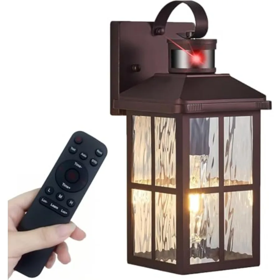 Porch Lights Outdoor with Remote Control: Motion Sensor Exterior Lighting Fixtures Intelligent 4 Lighting Modes Outdoor Wall Li