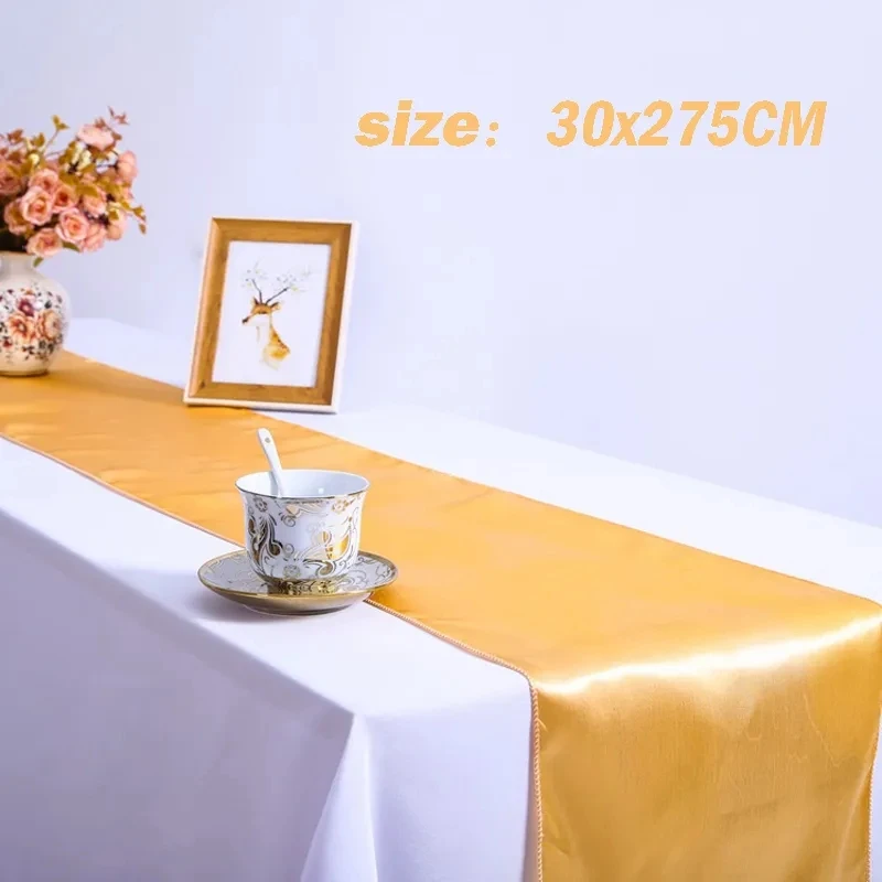 1pc Multicolor Satin Table Runner Autumn Table Runner For Dining Table Christmas Wedding Decoration Red chemble mariage 30*275cm 4
