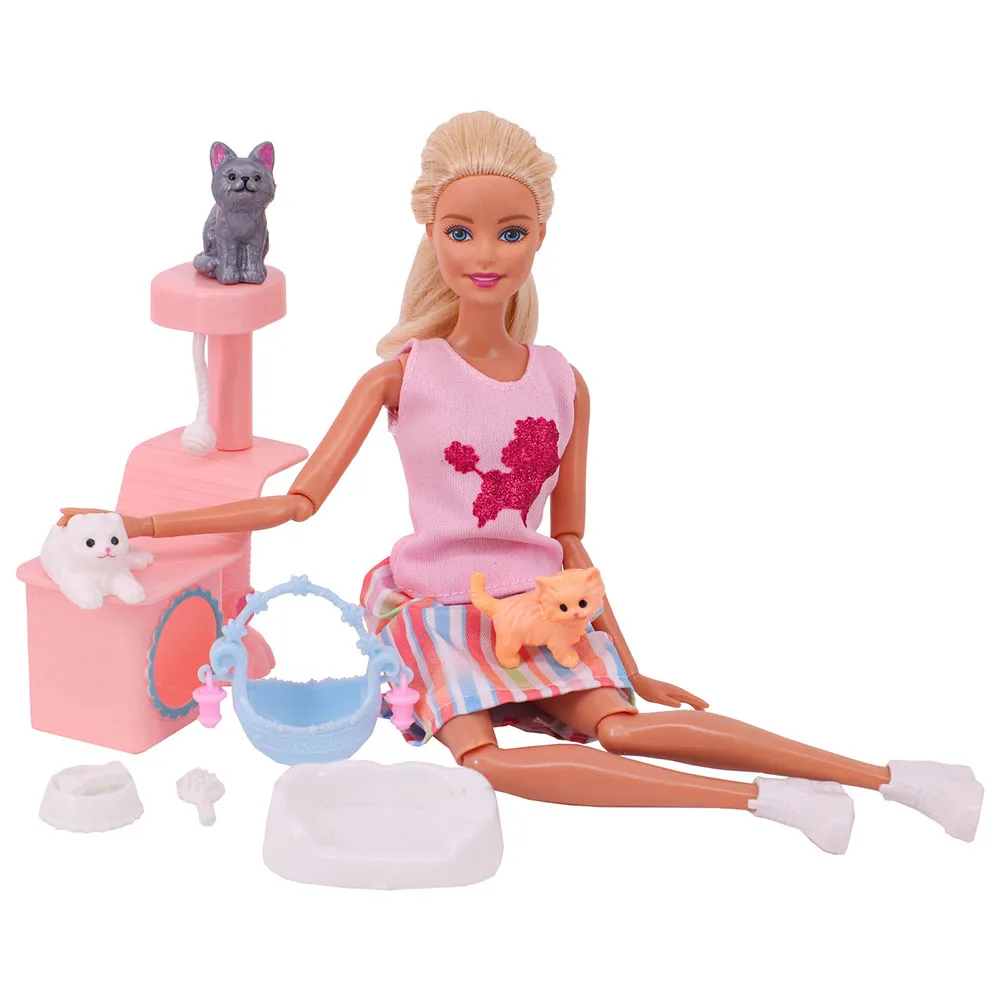Doll House Furniture Bed Table Chair For Barbies Plastics Cleaning Tools For Barbies Accessories Mini Furniture Model Gifts Toys 3