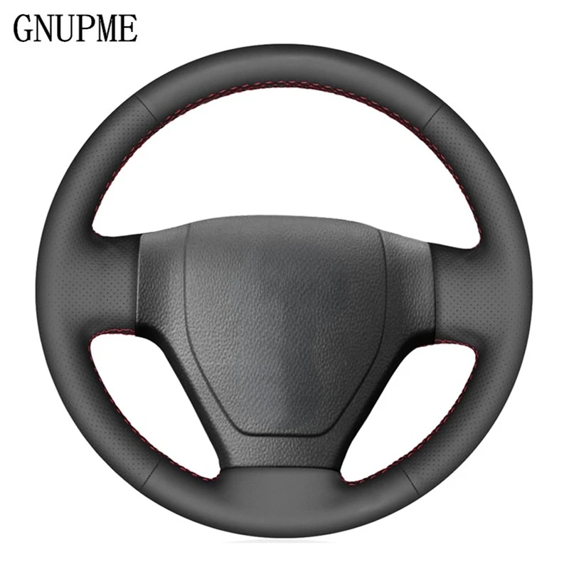 

DIY Hand-stitched Black Artificial Leather Car Steering Wheel Cover for Hyundai Getz 2002 2003 2004 2005 2006