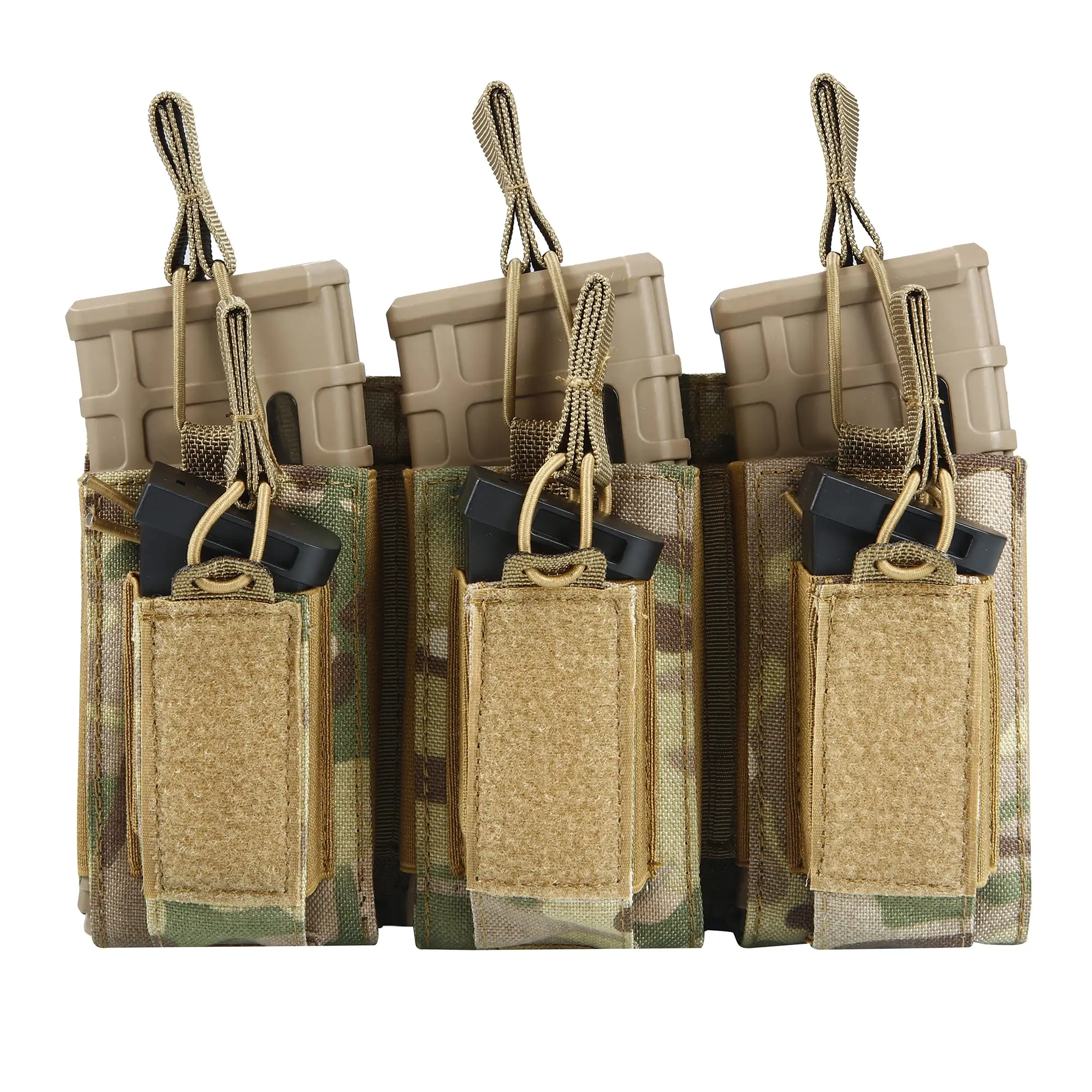 트리플 맥 파우치 오픈 탑 라이플 맥 파우치 및 피스톨 매거진 파우치 M4 M16 AK Molle 백팩, 에어소프트 밀리터리 기어