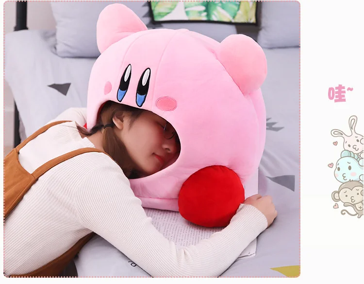 50cm Kirbyed Plush Soft Sleep Pillow Cap Kawaii Anime Game Sleep Pillow Cushion Soft Pet House Doll Toys Siesta Headgear Pillow