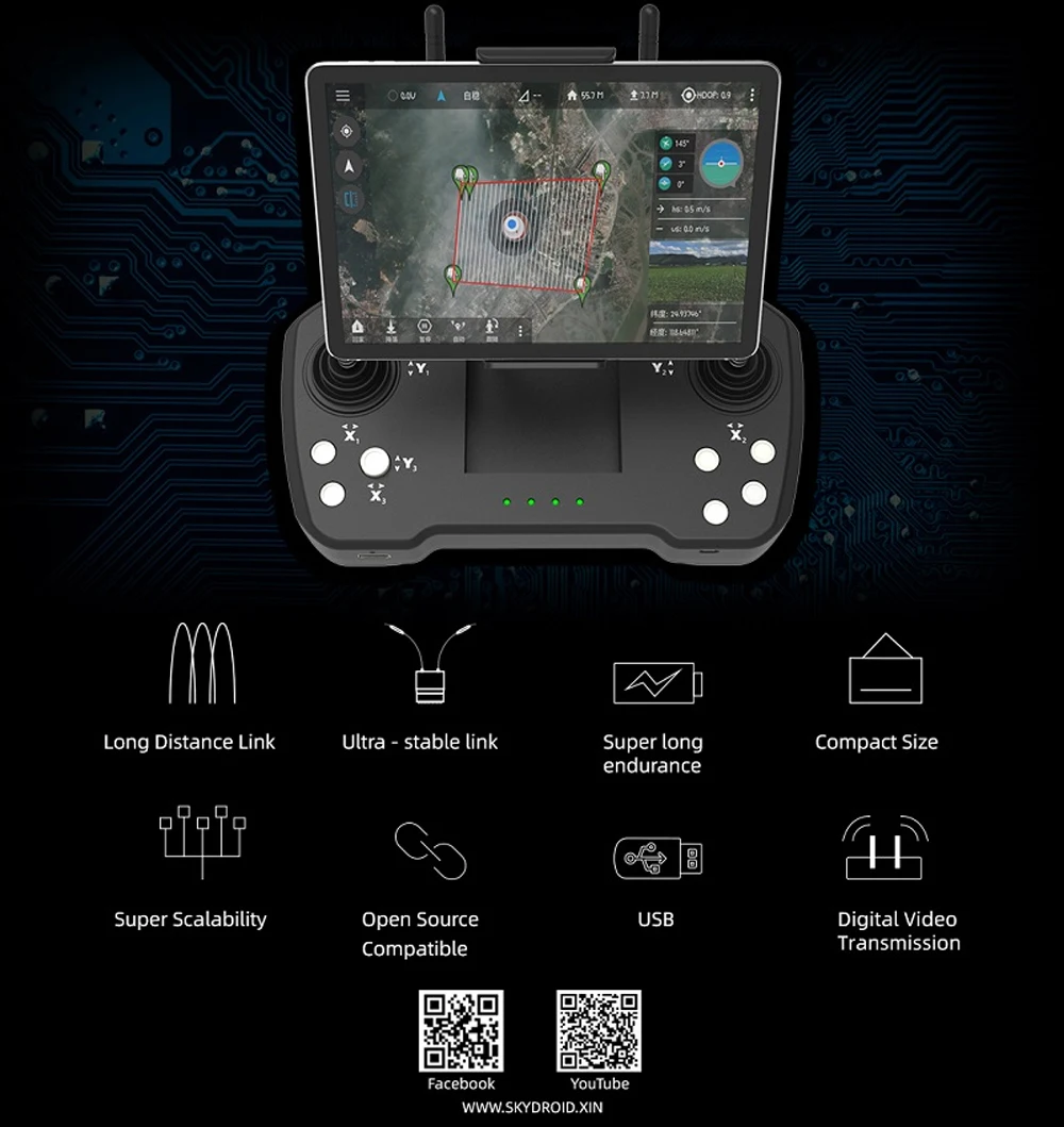 JIYI K++ K3A Pro Flight control Skydroid T12 Remote Control with Three-body Camera for agricultural drone remote control kit 20 "Long Distance Link Ultra stable link Super long Compact Size endurance Flziy Super Scalability