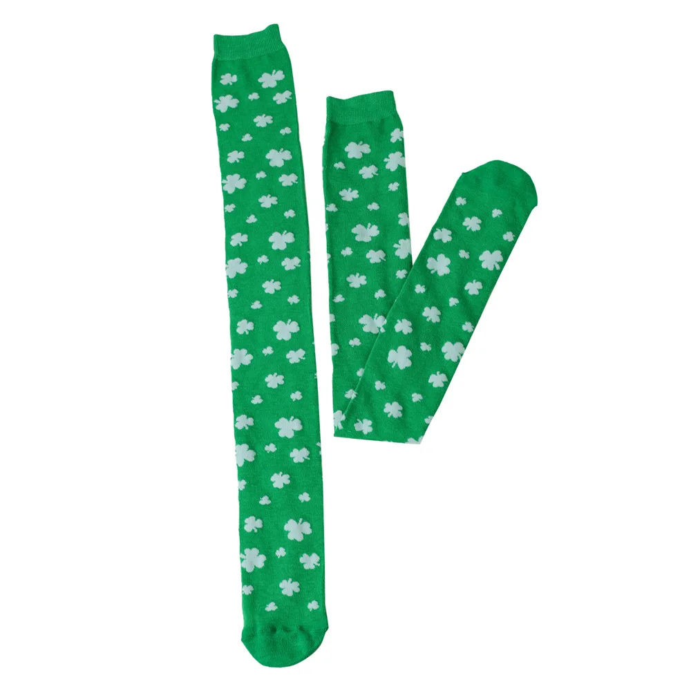 Irish Day Grüne Damenstrümpfe Party Kleeblatt über Kniestrümpfe St. Parikh's Day Student Lucky Grass Gestreifte Lady Lange Socken – Detail 5