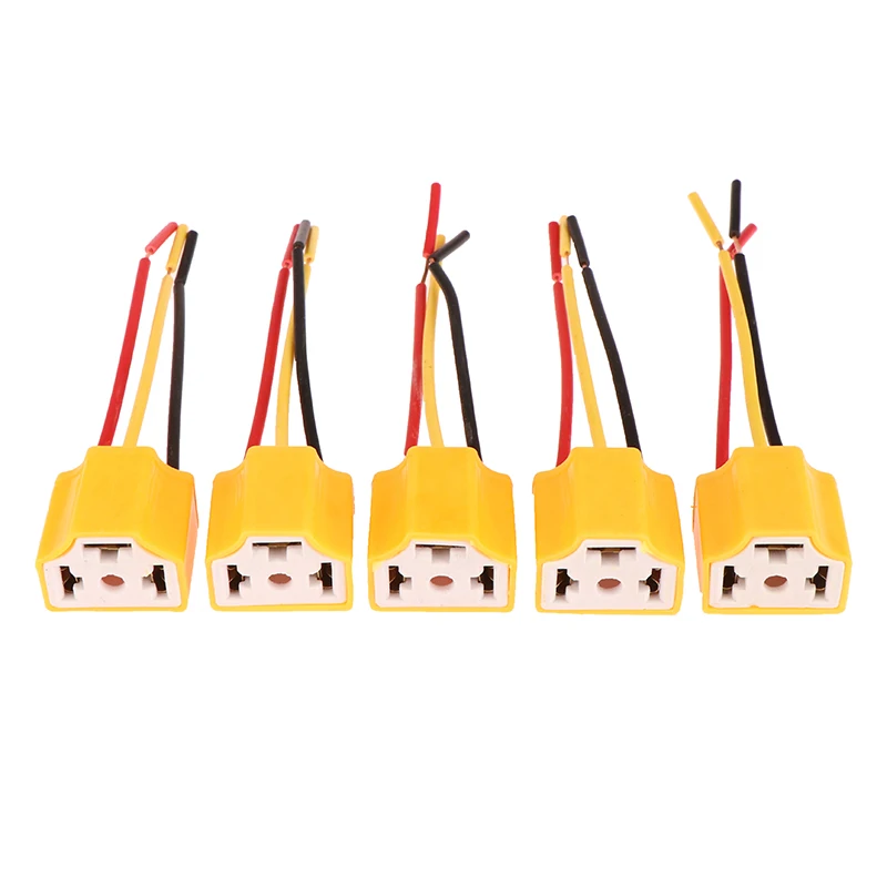 Car Headlight Ceramic Socket Connector 5Pcs H4 Ceramic Plug Heat Resistance Headlight Wiring Harness Plug Adapter H4 Socket