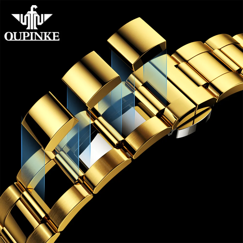 OUPINKE 3199 Real Diamond Automatic Watch for Men Stainless Steel Waterproof Sapphire Mirror Luxury Men's Mechanical Wristwatch