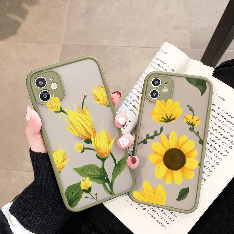Sunflower & Chrysanthemum Shockproof Phone Case - Vibrant Floral Design Back Cover