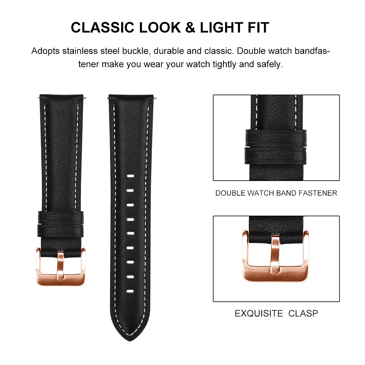 삼성 갤럭시 워치 6 클래식 가죽 시계 밴드, 20mm 밴드 벨트, 44mm, 40mm, 43mm, 47mm, 42mm, 46mm 스트랩