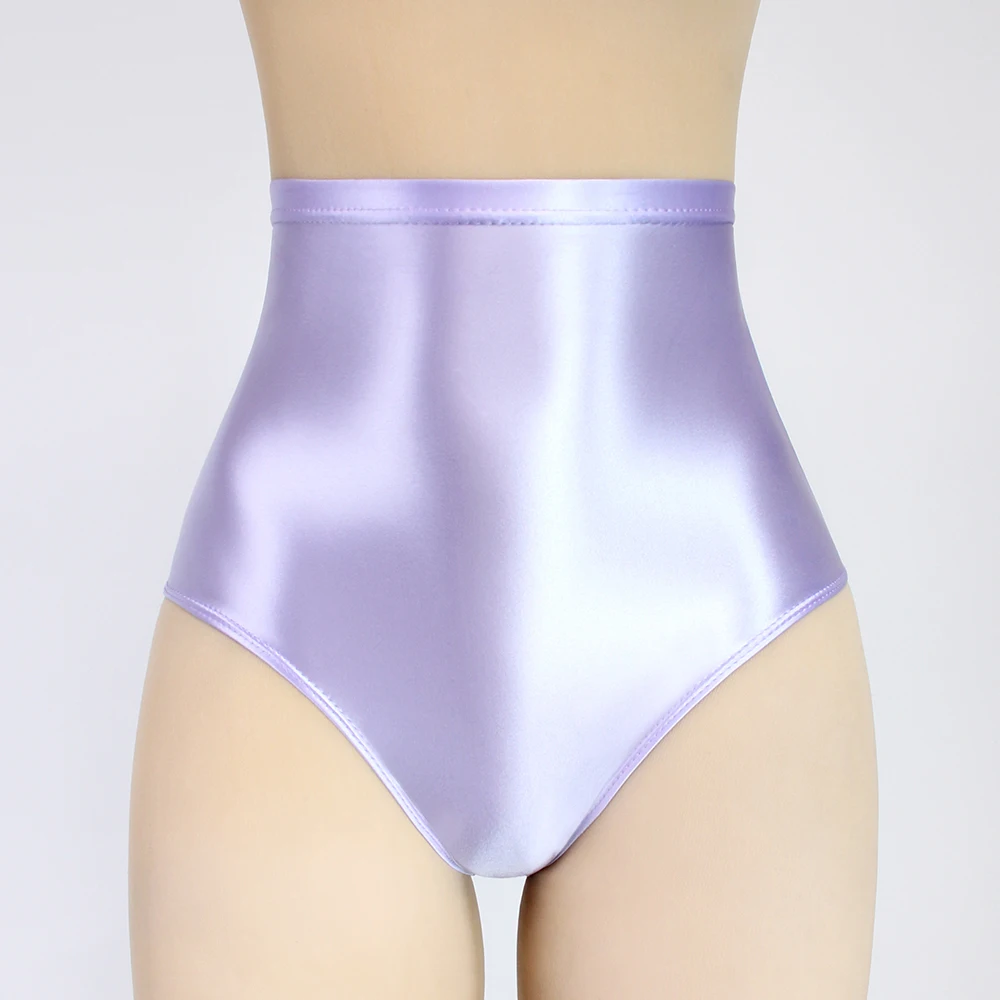 Sexy MEN gloss underwear Briefs Bikini Bottoms with Buttocks Silky Oily swimsuit big size super High Waist Tights Underpants 6