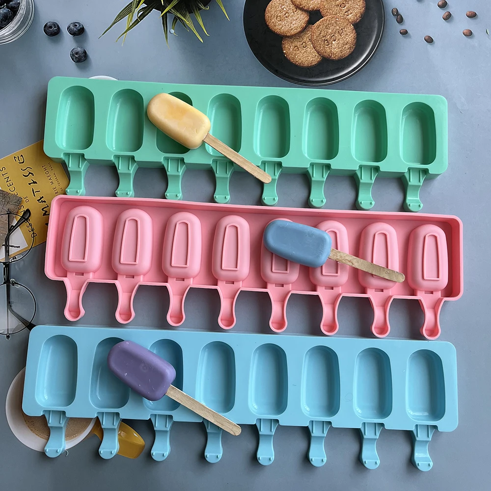 Stampo Per Gelato In Silicone A 8 Cavità Diamante Piccolo Ovale Fai Da Te Stampi Per Ghiaccioli Fatti In Casa Dessert Ice Pop Lolly Maker Strumento Ri