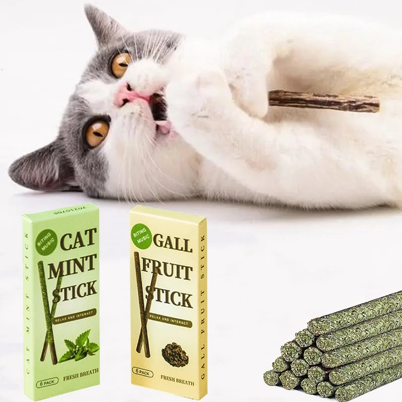 6SticksNaturalCatMintSticksCatCatnipChewsToysPetMolarSticks
