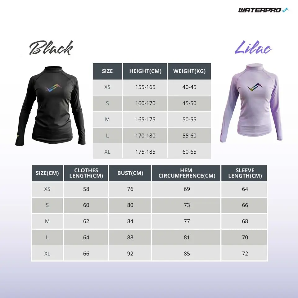 WATER PRO Rash Guard Women UPF 50+ Scuba Diving Water Sports Free Diving Surfing