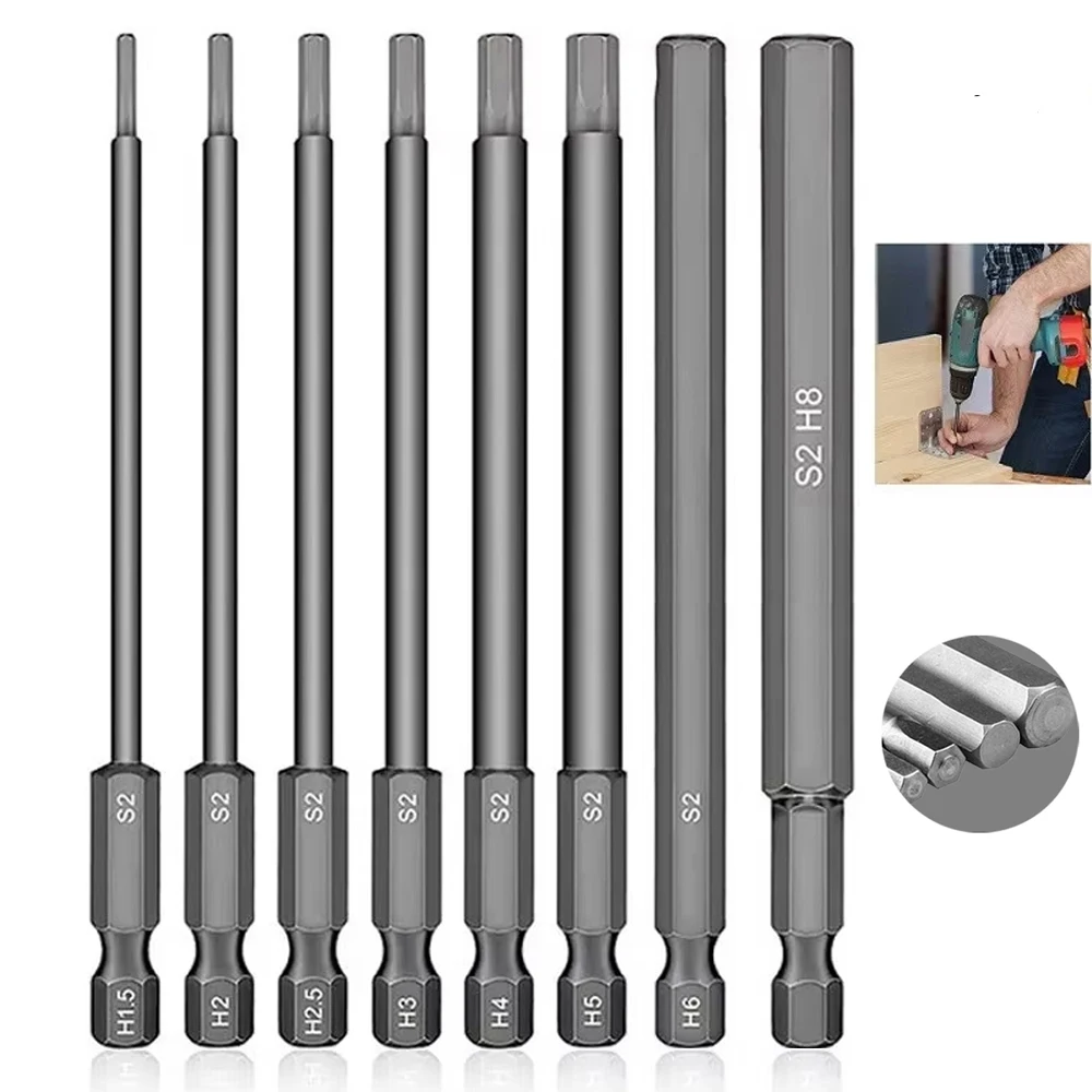 8pcs 100mm Hex Head Allen Wrench Drill Bits Set SAE Metric Allen Electric Hexagonal Bit Screwdriver Socket Bit Power Tool Parts 8pcs 100mm Hex Head Allen Wrench Drill Bits Set SAE Metric Allen Electric Hexagonal Bit Screwdriver Socket Bit Power Tool Parts