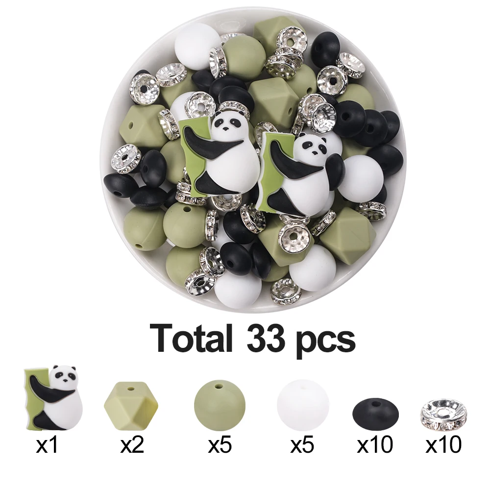 LOFCA 33 Stück Silikagel-Tierperlen, gemischtes Set aus Perlen, für die Herstellung von DIY-Schlüsselanhängern, Armbändern, Halsketten, Schmuckzubehör – Detail 7