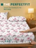 1 Simple modern Plant Flower printed matte Fitted Sheet, bedroom printed bed cover, bedding (excluding pillowcases) 3