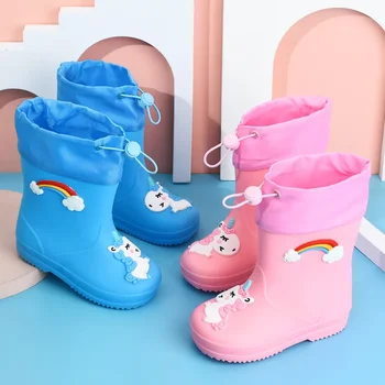 Kids Fleece Rain Boots 1