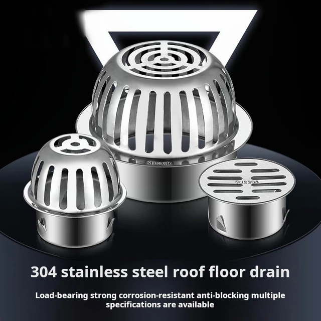 ท่อระบายน้ำระเบียงสแตนเลส ทรงกลม ป้องกันการอุดตัน ท่อระบายน้ำแบบตรง ท่อระบายน้ำแบบเสียบสำหรับดาดฟ้าเรียบ 1