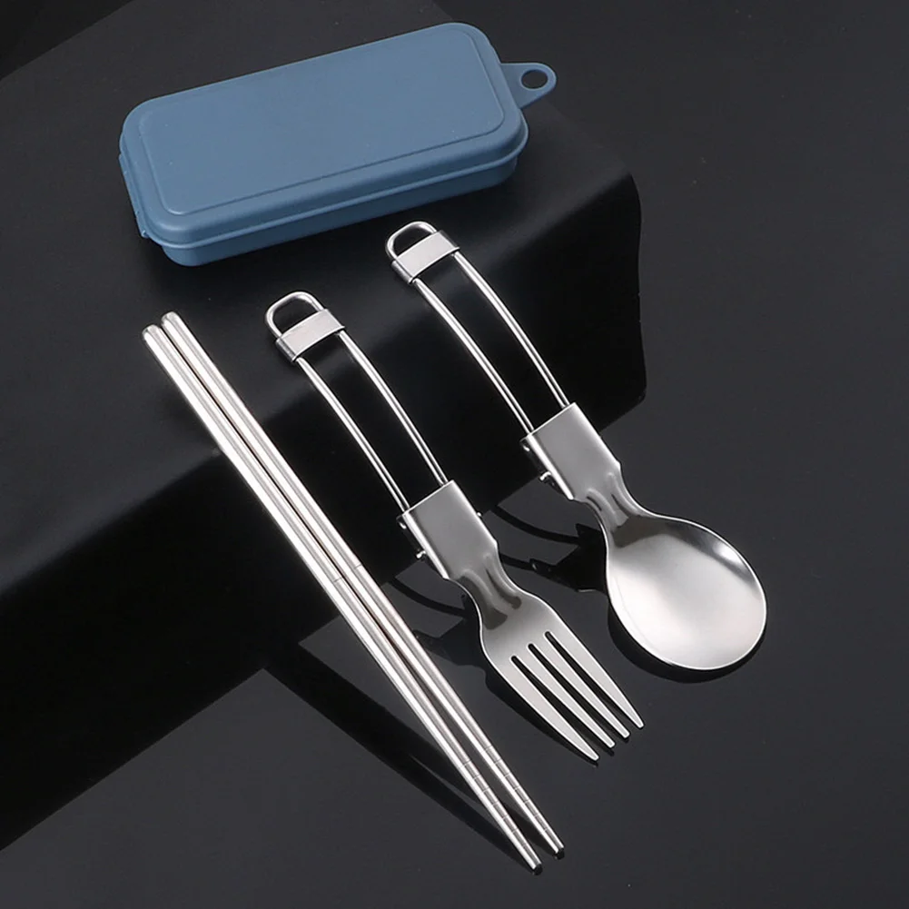

Picnic Cutlery Camping Utensil Foldable Design Functional Safe And Secure Spoon Chopsticks Fork Set High Performance