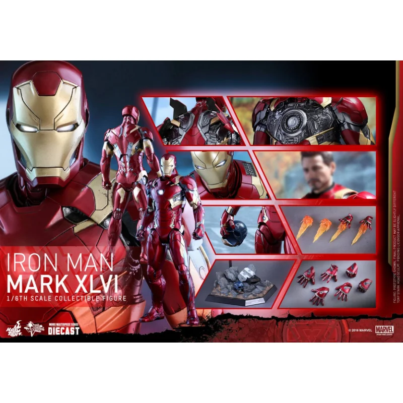 

Hottoys HT MMS353 MARK XLVI Captain America 3 Civil War Die-cast Alloy Iron Man MK46 Action Figure Model Hobbies Collection