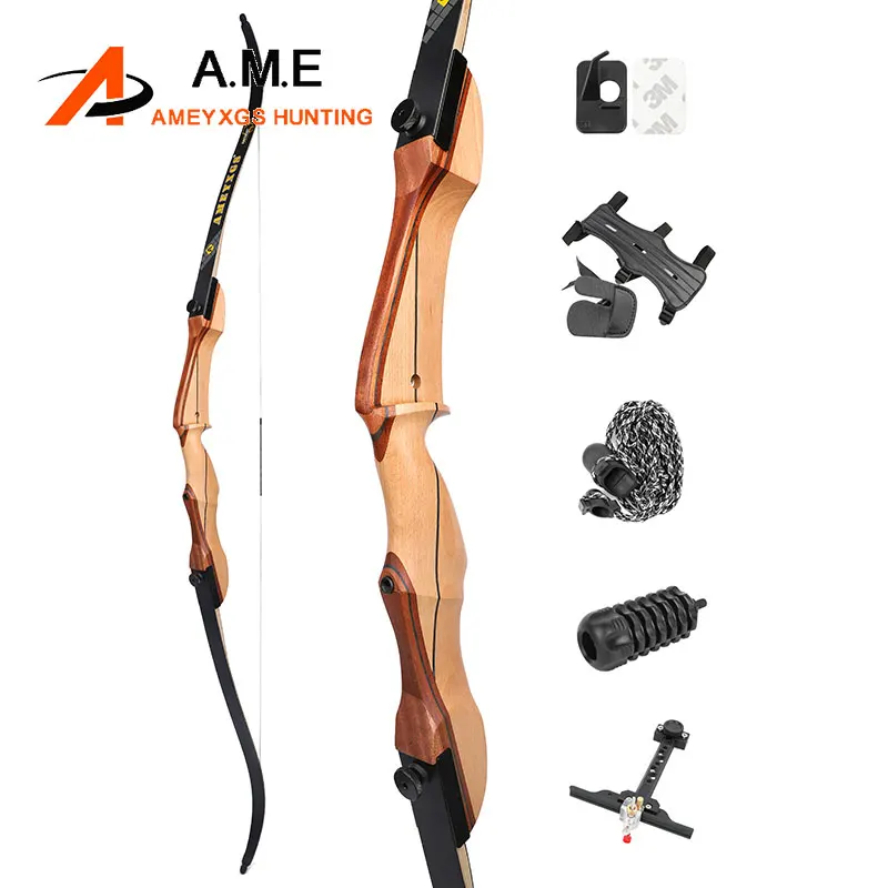 Kit Arc Recourbé AMEYXGS – 66-70 Pouces, 14-40 Lbs, Membres Bois, Pour Jeunesse/chasse, Neuf