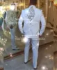 Sparkly Crystals Beaded Wedding Groom Tuxedos Customized 3-Piece Dresses Formal Occasion Party Suits Men Slim Fit Costume Homme 3