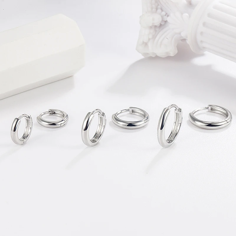 10pcs Small Hoop Earrings Women Men Gold Silver Color Stainles Steel Round Earrings Circle Anti-allergy Pendientes Mujer 2022 4