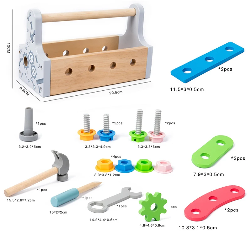 Children Toolbox Wooden Toys Pretend Play Set Nut Disassembly Screw Assembly Simulation Repair Games Educational Sensory Toys