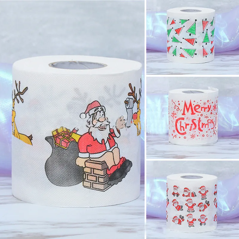 Toilet Paper Toilet Paper Christmas Pattern Series Roll Paper Santa Claus Reindeer Hygienic Creative Funny Napkins