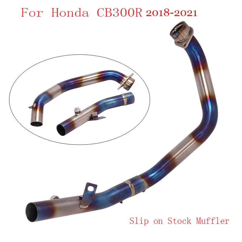

Motorcycle Exhaust Header Front Connect Link Pipe Titanium Exhaust System Slip on Stock Muffler for Honda CB300R 2018-2021
