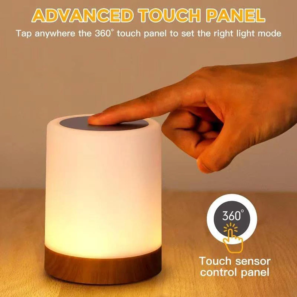 Touch the Night Light, Table Lamp, Bedroom Bedside Lamp, Color Light, Ambient Light, Color Changing Light, Dimmable USB Charging