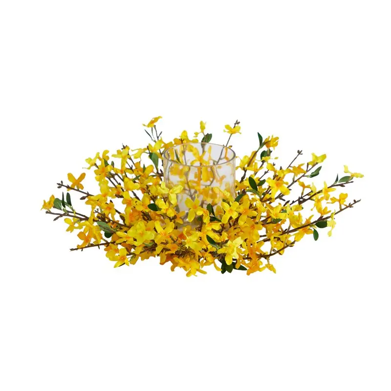 

Yellow Forsythia Artificial Flower Candelabrum