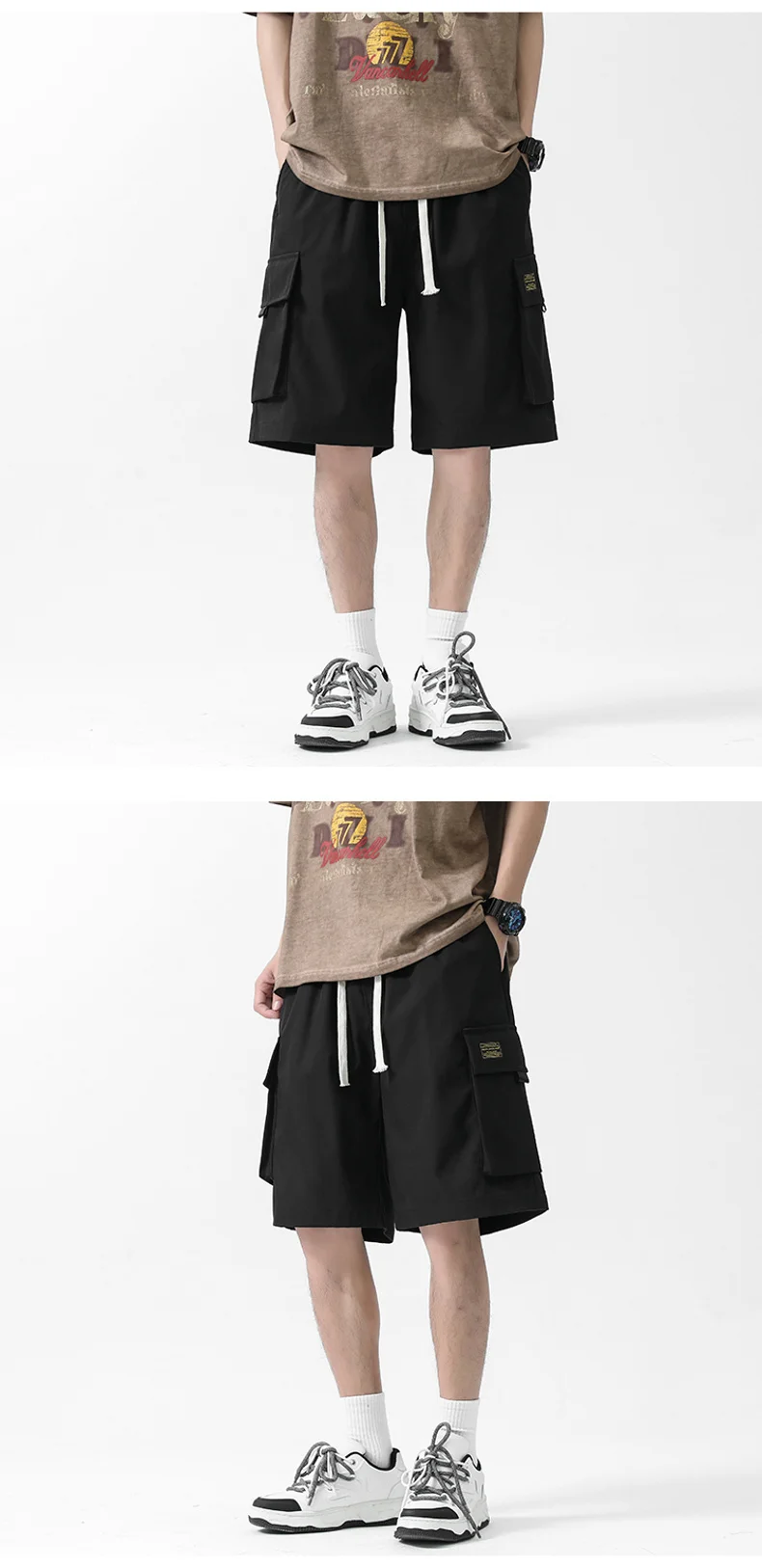 Summer Mens Workwear Shorts Five-point Casual Pants Loose Straight Guard Quick Dry Beach Japanese Sweatpants