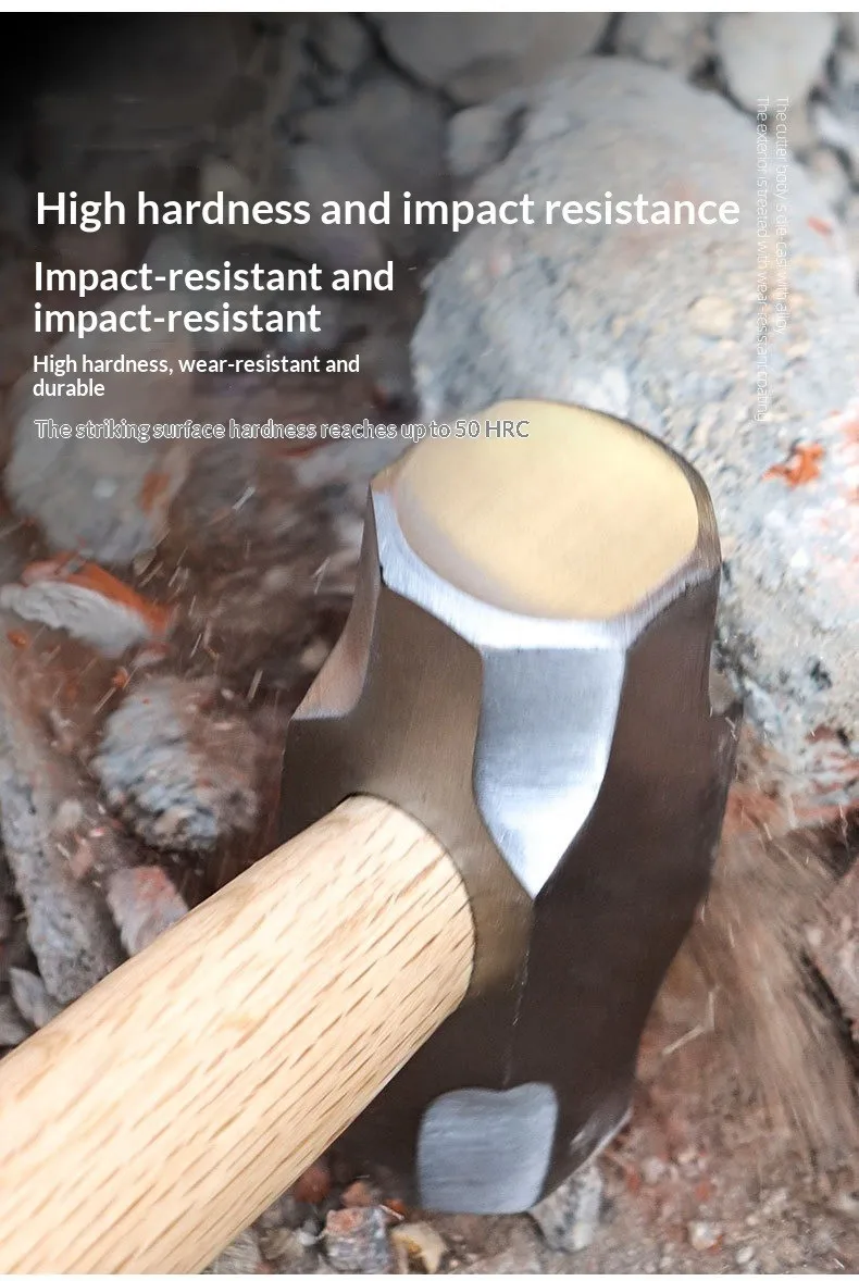 Mini-Hammer, Hammer aus Kohlenstoffstahl, Massivholz, kurzer Griff, achteckiger oder runder Kopfhammer, kleines manuelles Hardware-Werkzeug – Detail 4