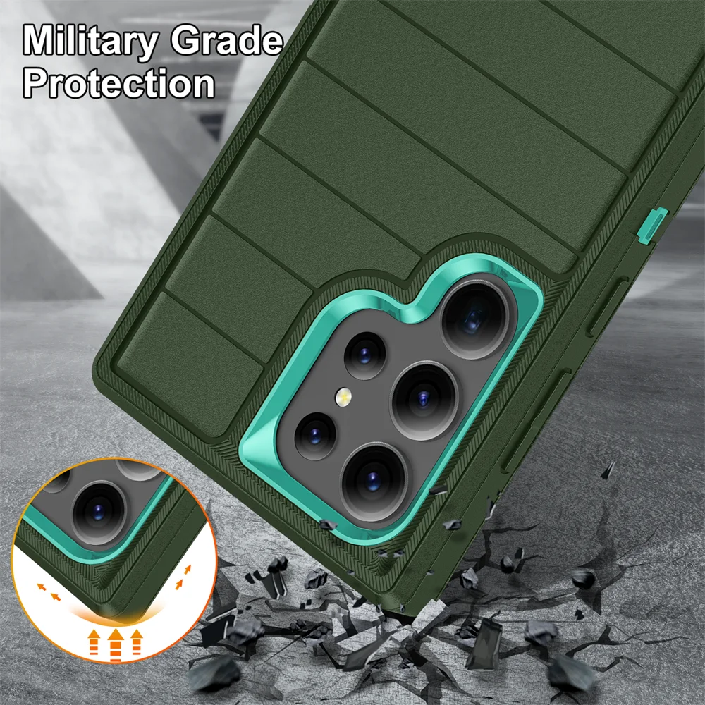 Nova capa de proteção híbrida 3 em 1 Defender para Samsung Galaxy S24 Ultra Kickstand Body Cover Funda S24Plus_voghion.com