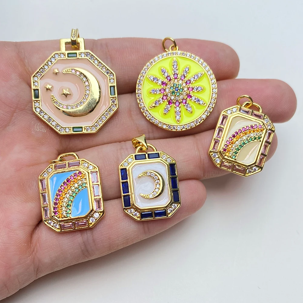 Breloques Tarot Motif Soleil – Lot De 5 – 26x14 Mm – Alliage Émaillé – Pour Bijoux DIY - 2