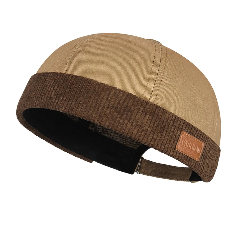 Lässige, verstellbare, randlose Mütze, Vintage-Cord-Docker-Kappe, einfarbig, Hip-Hop-Schädeldecke, Sommer, Frühling – Detail 5