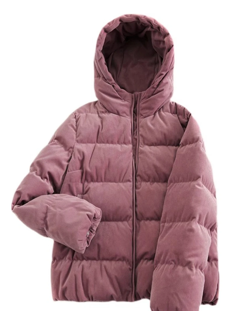 

Corduroy White Goose Down Down Jacket Women 2023 Winter Hooded Short