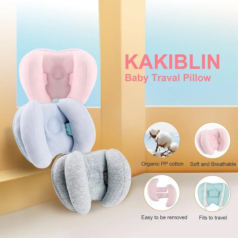 Baby Head Neck Support Pillow Upgraded Baby Support Pillow Baby Travel Pillow for Stroller Car Seat Neck Protection for Newborn 2