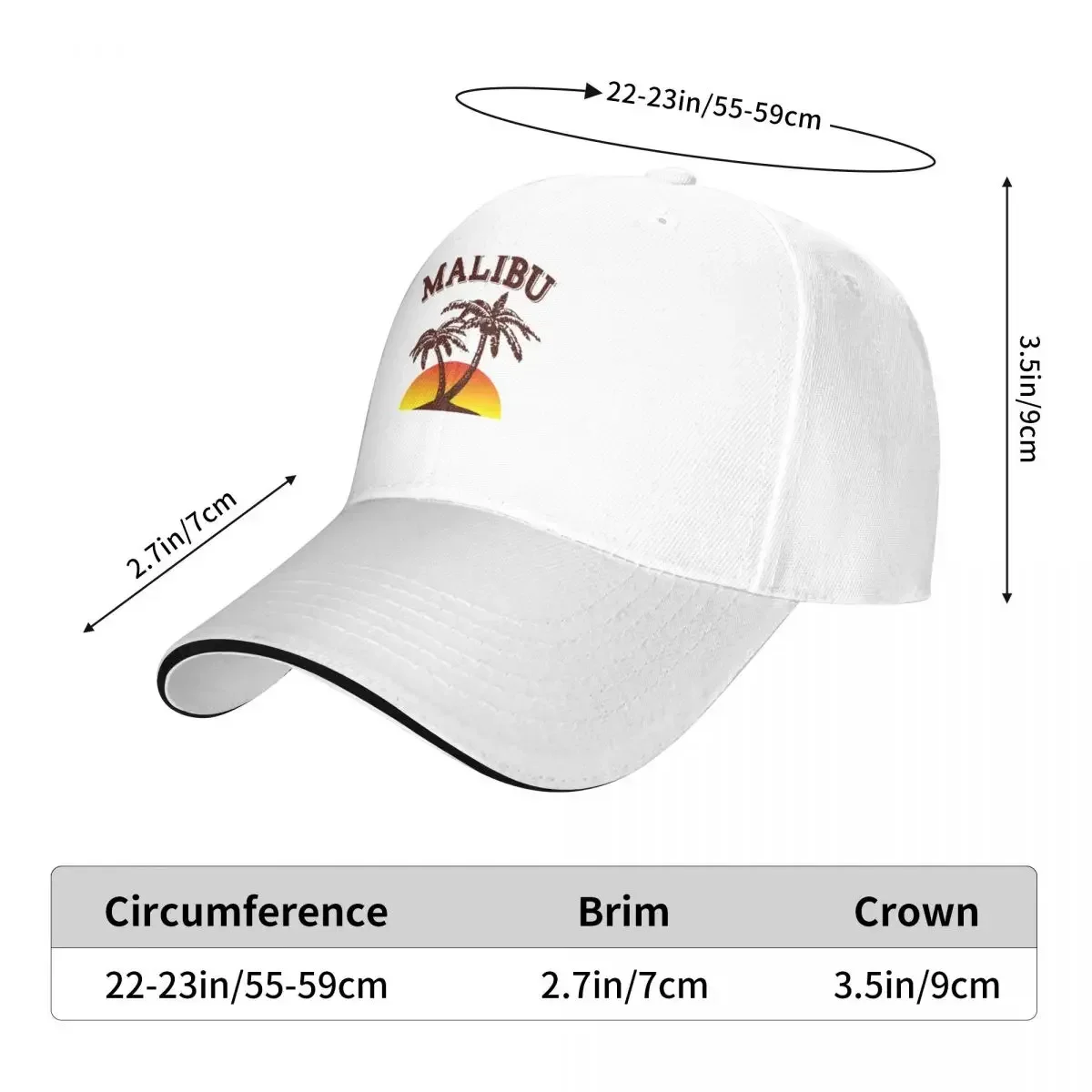 Malibu Coconut Baseball Caps Snapback Fashion Baseball Hats Breathable Casual Outdoor For Men's And Women's Polychromatic 2
