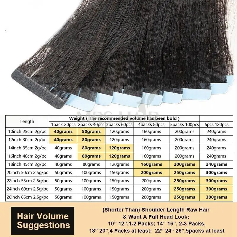 Yaki Straight Tape In Extensions Remy Human Hair Silk Pressed Light Yaki Tape In Hair Extensions 12-26 inch 20 pcs/Pack