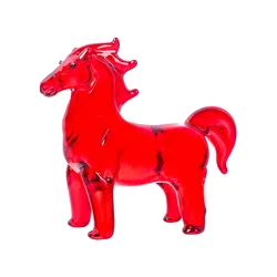 Colorful Crystal Horse Statue - Artistic Glass Ornament for Home and Office Decor (Red)