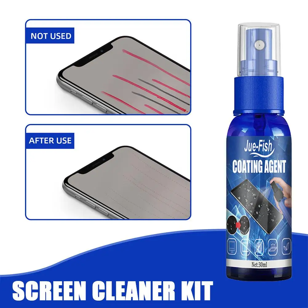Screen Cleaner Spray Kit Microfiber Cloth Anti-Fingerprint Polish Coating for Phone Tablet Camera Screen Cleaning Protection