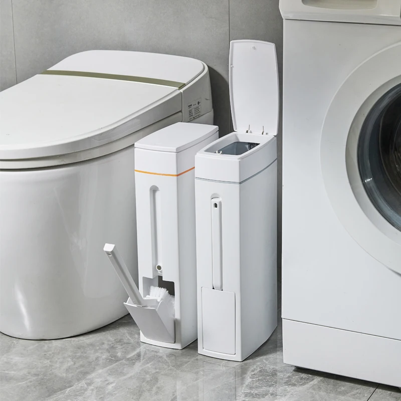 Batoom Tra Can Toilet Bru Inteated Narrow  Pr pe Covered Household Batoom Auatic Paaging Paper Barrel