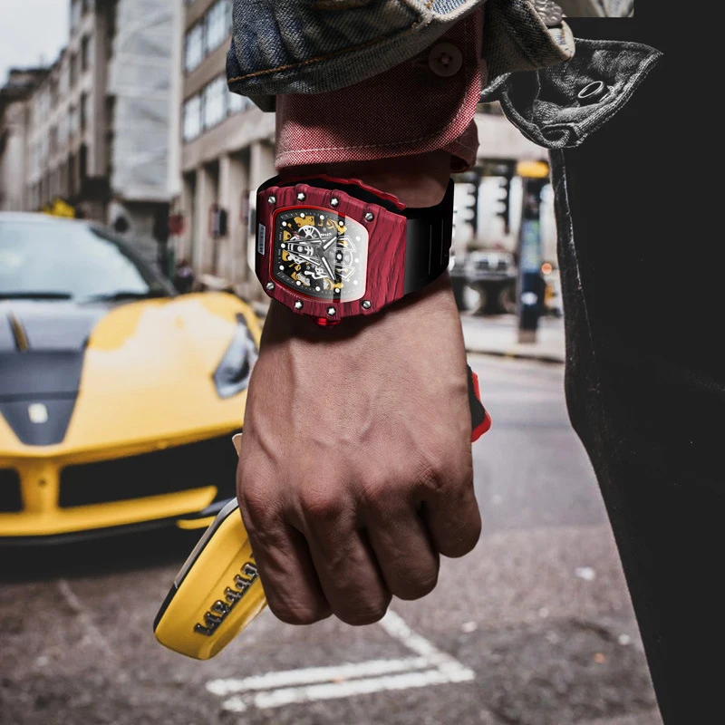 Automatic Movement Mechanical Watches for Men Waterproof Mechanical Watches Silicone Strap Mens Watch Reloj Hombre Wristwatch - 6
