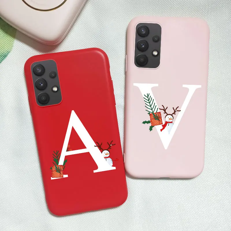 A33 5G Custodia In Silicone Con Lettera Di Natale Per Samsung Galaxy A32 4G 5G A33 A31 A 32 33 Cover Cute Pink Red Capa Tpu Bumper Funda
