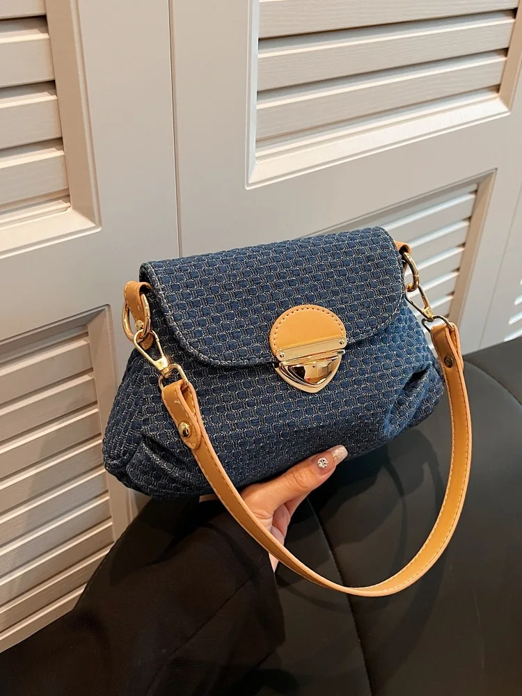 

2024 Luxury Designer Shoulder Bag Women Denim Underarm Shopper Purse New Brand Women's Handbag Leather Shoulder Crossbody Bag