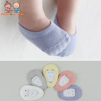 아동용 보이지 않는 보트 양말, 아기 미끄럼 방지 양말, 면 양말, 여아 및 남아용 패션, 로트당 5 켤레