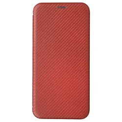 Luxury Carbon Fiber Leather Flip Wallet Case Cover - Xiaomi 14Pro (Light brown)
