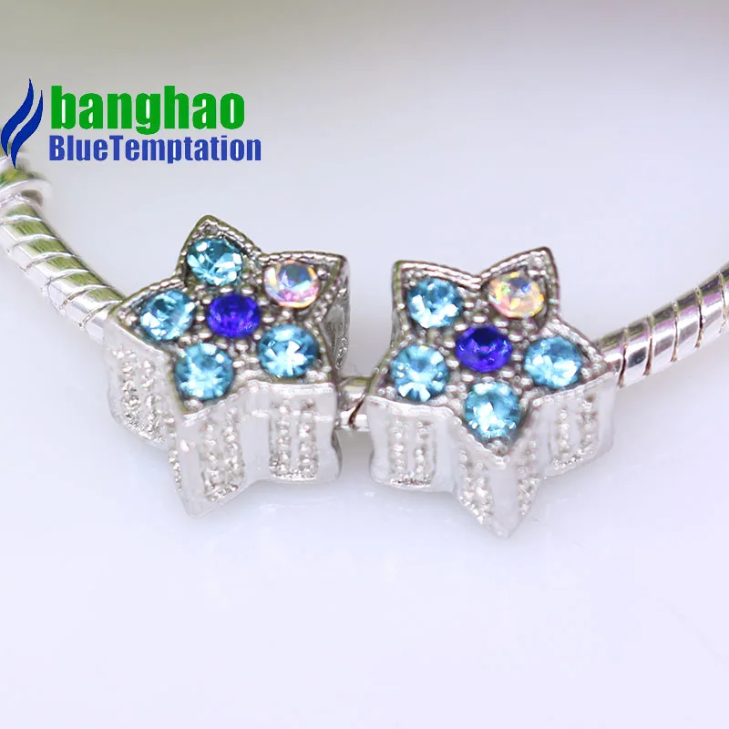 Wholesale DIY Fashion crystal Five stars Charm for making accessories for jewelry alloy pendants bracelets beads CTB750