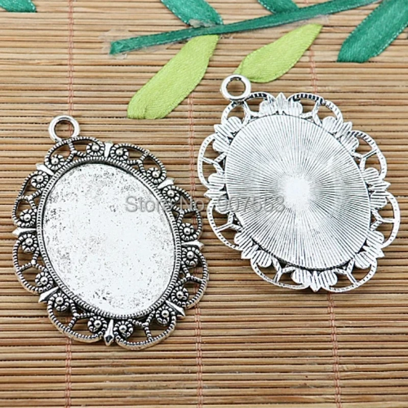 5pcs Tibetan Silver Tone Rim Photo Frame Cabochon Settings (38x29mm) EF1994 Jewelry Making Supplies